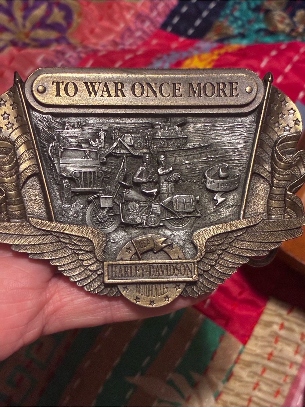 Harley-Davidson Antique Brass Tone Collector Buckle with Emblem
